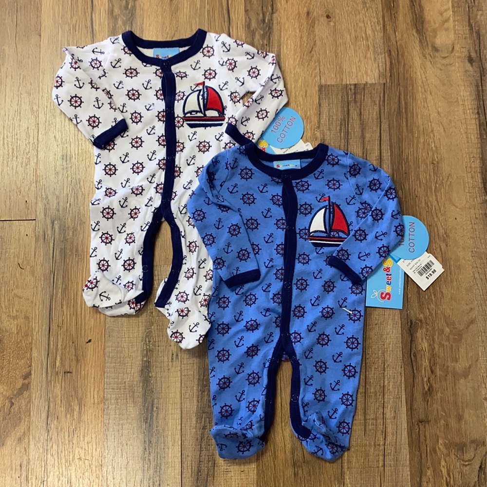 Set of 2 Preemie Nautical Sleepers NWT